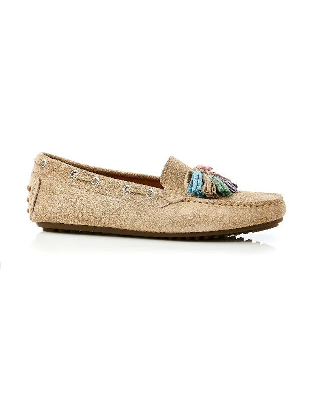 Daria Suede Tassel Loafer Bone