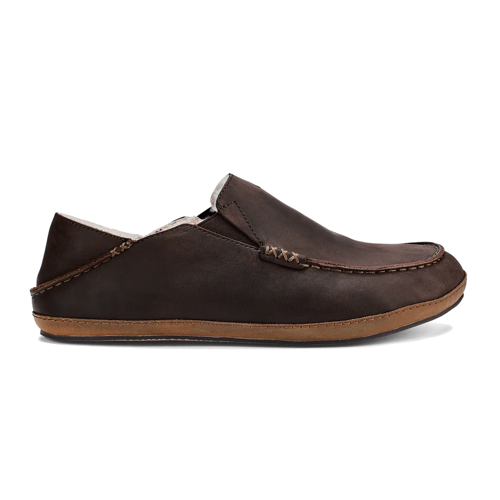 Moloa Men's Premium Leather Slipper in Dark Wood