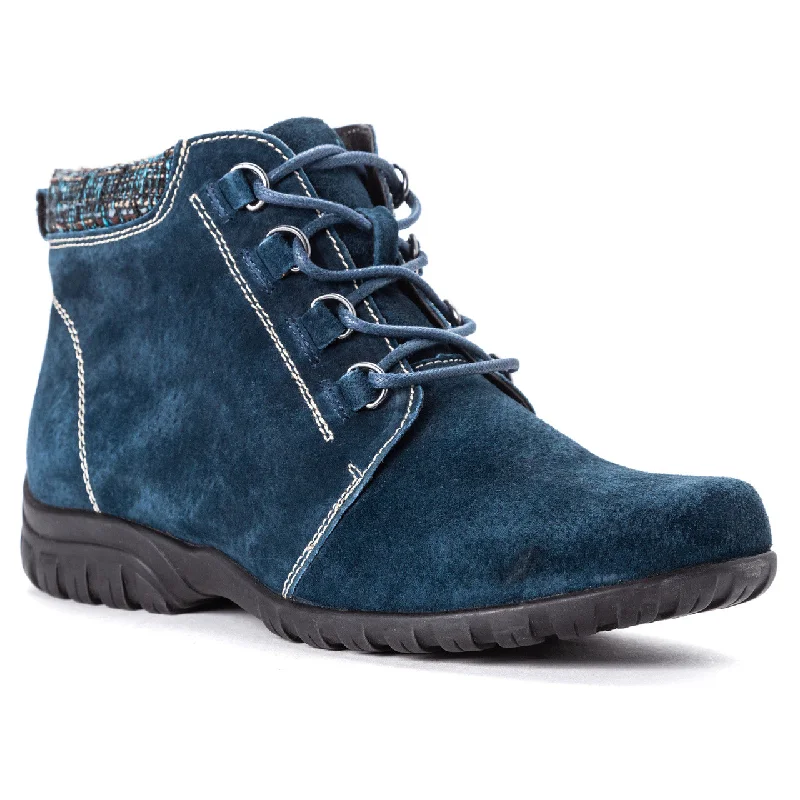 Delaney Waterproof Zipper Bootie X-WIDE in Navy