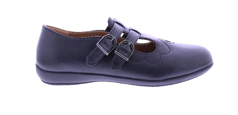 Women School Shoe with Double Buckle Closure