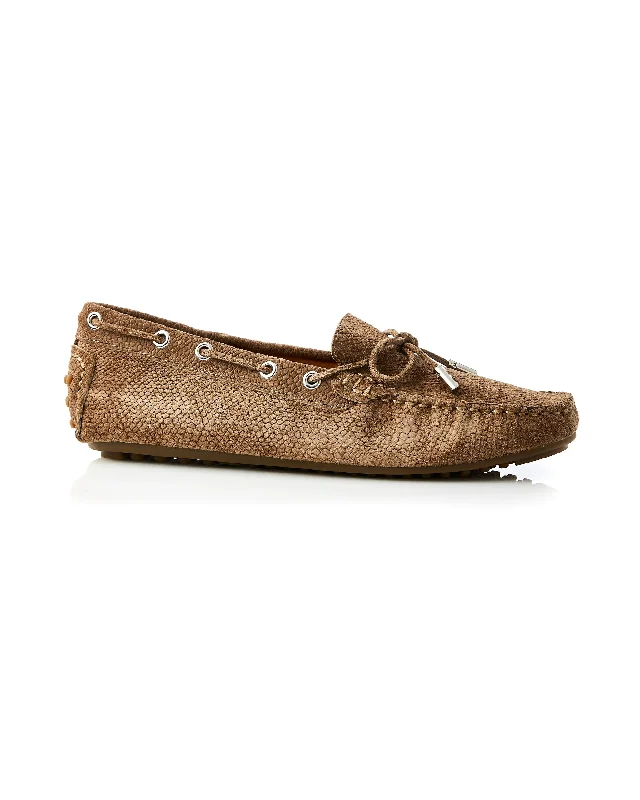 Daria Suede Mini Snake Loafer Tan