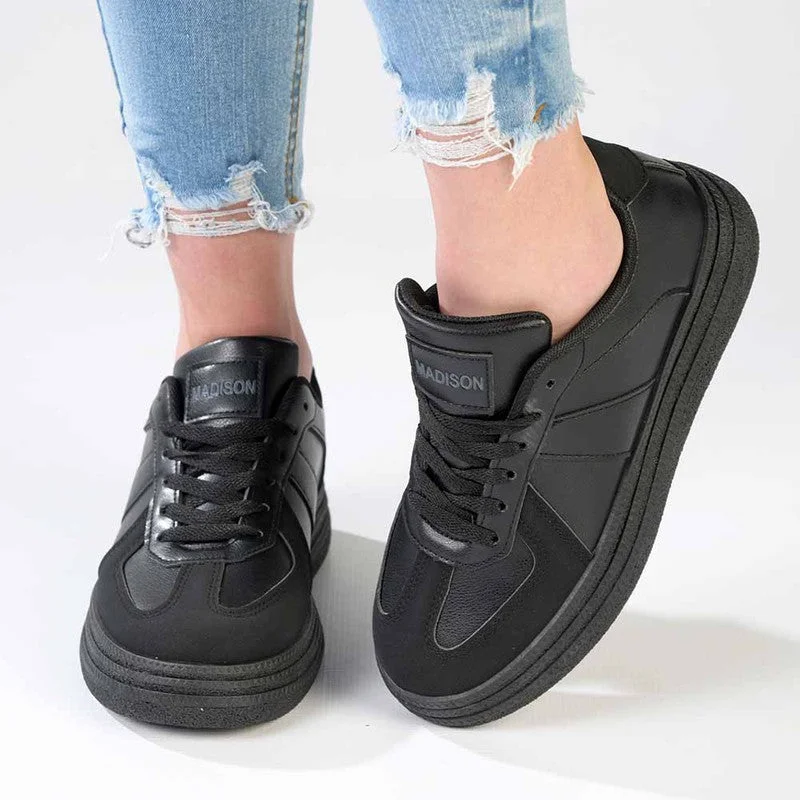 Urban Refinement Madison Platform Lace Up Fashion Sneaker - Black