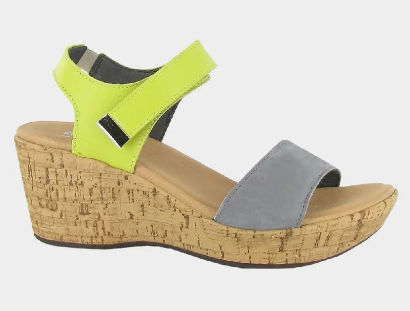 Naot Summer (Women's) - Smoke Grey Nubuck/Soft Lime Leather