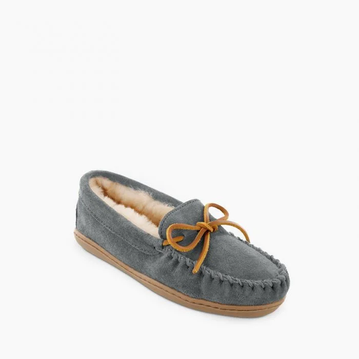 Women's Sheepskin Hardsole Moccasin in Charcoal