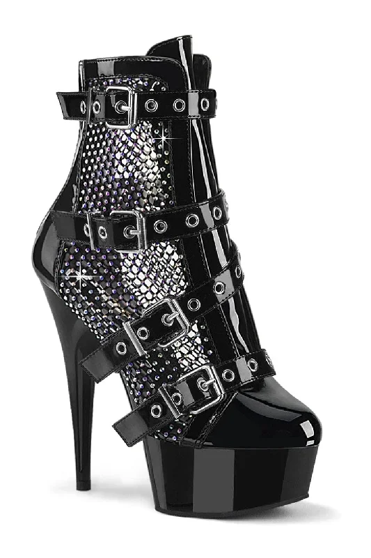 Chic Accents DELIGHT-1013RM Black Patent Ankle Boot