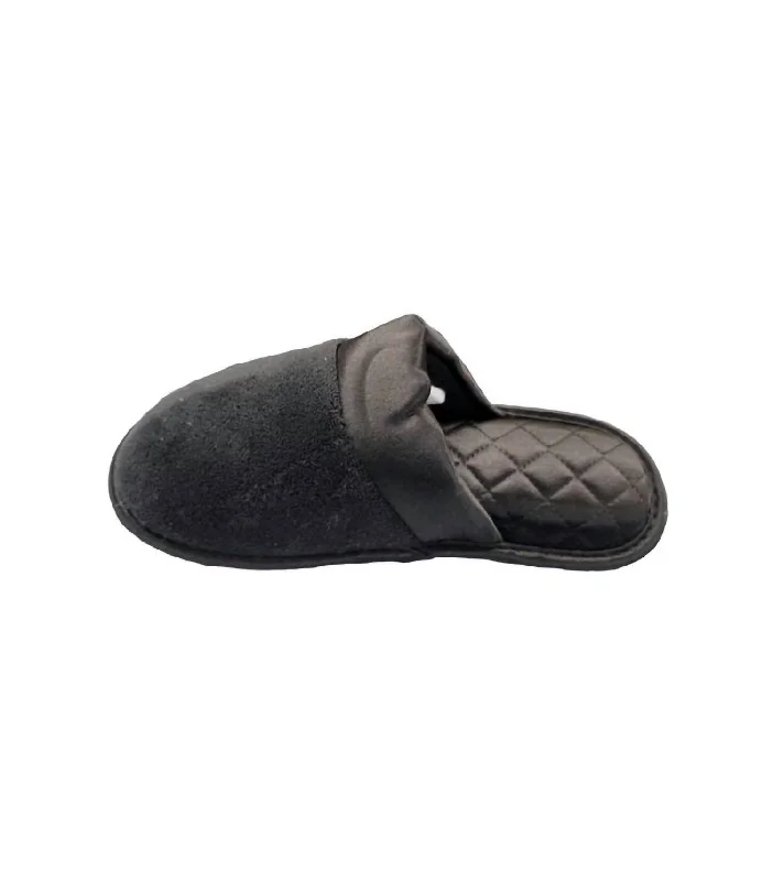 Women's Recycled Microterry And Satin Eco Clog Slipper In Black