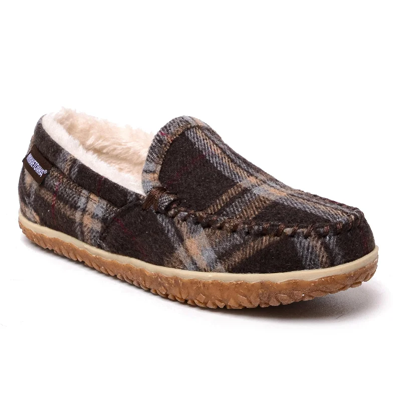 Women's Tempe Hardsole Moccasin in Chocolate Plaid