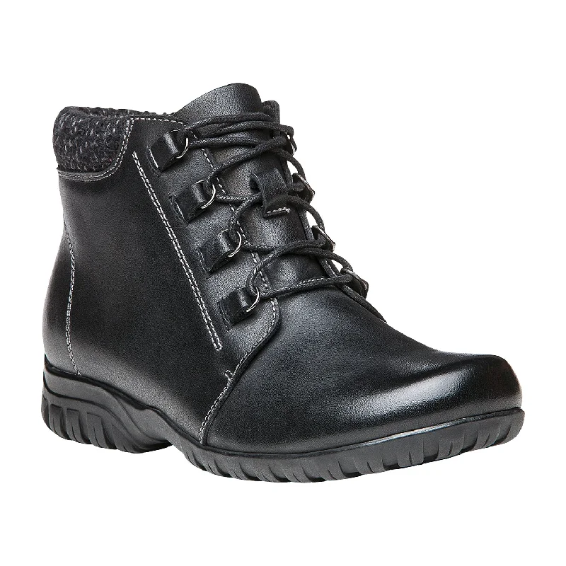 Delaney Waterproof Zipper Bootie X-WIDE in Black