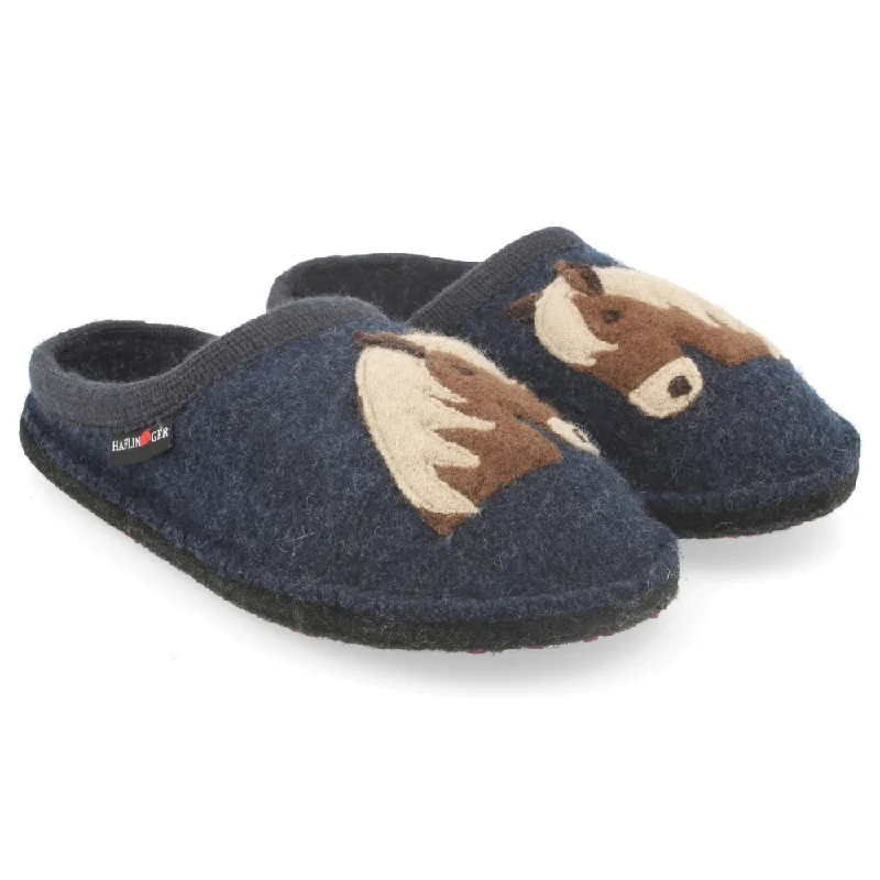 Haflinger Poni Captains Blue Wool Slipper (Women's)