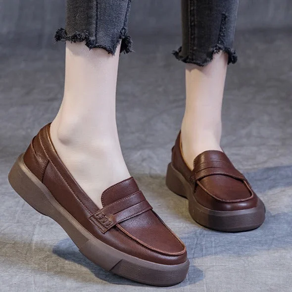 Womens Handmade Leather Soft Sole Loafers Flat Shoes