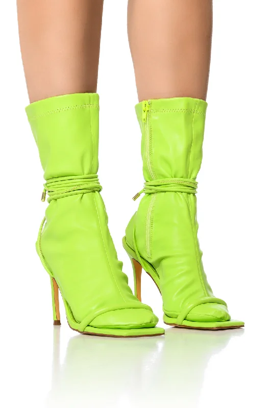 Understated Brilliance HUGO LIME STILETTO BOOTIE