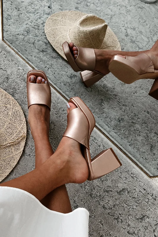 Cosmic Karma Platform Heeled Sandals (Rose Gold)