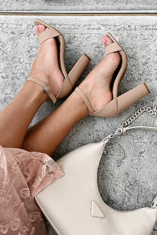 Dig In Your Heels Ankle Strap Heels (Taupe)