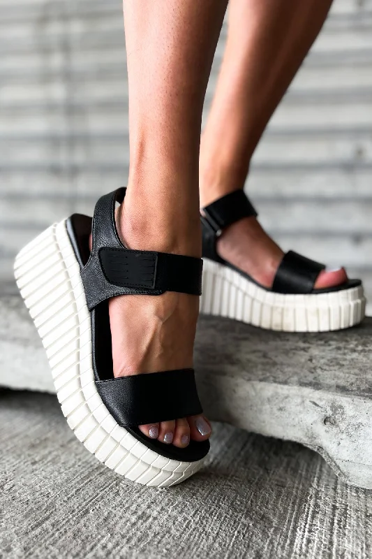 Mia Isn't It Obvious Textured Platform Sandals (Black)