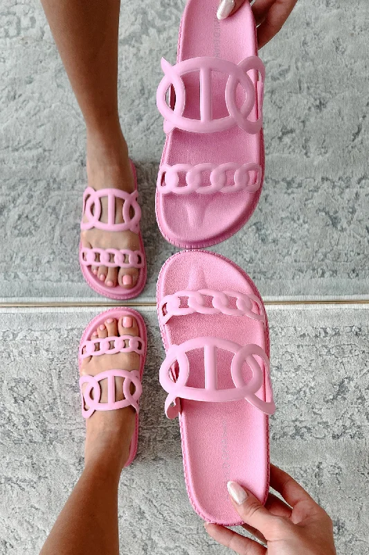 I've Been Everywhere Chain Motif Sandals (Pink)