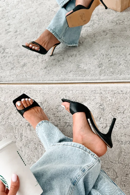 Little Bit Spicy Square Toe Heeled Sandal (Black Patent)