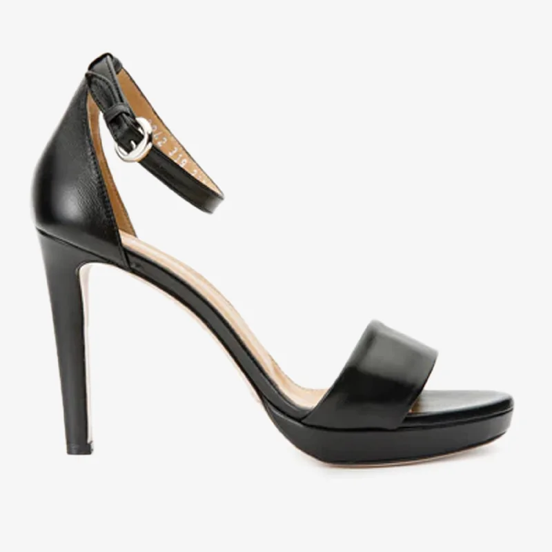 The Aksu Black Leather Ankle Strap Women Sandal