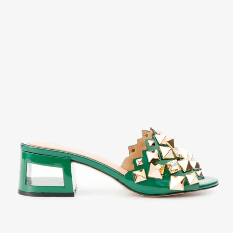 The Balat Green Leather Women Sandal