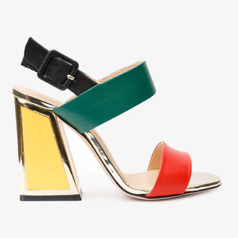 The Niger Block Heel Multicolor Leather Women Sandal