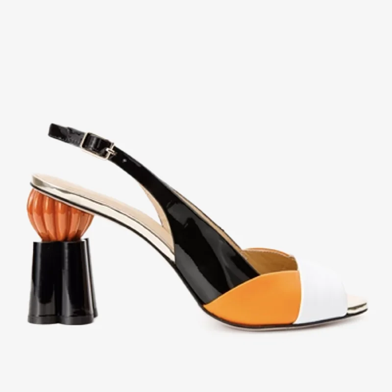 The Rize Multicolor Pumpkin Heel Leather Women Sandal