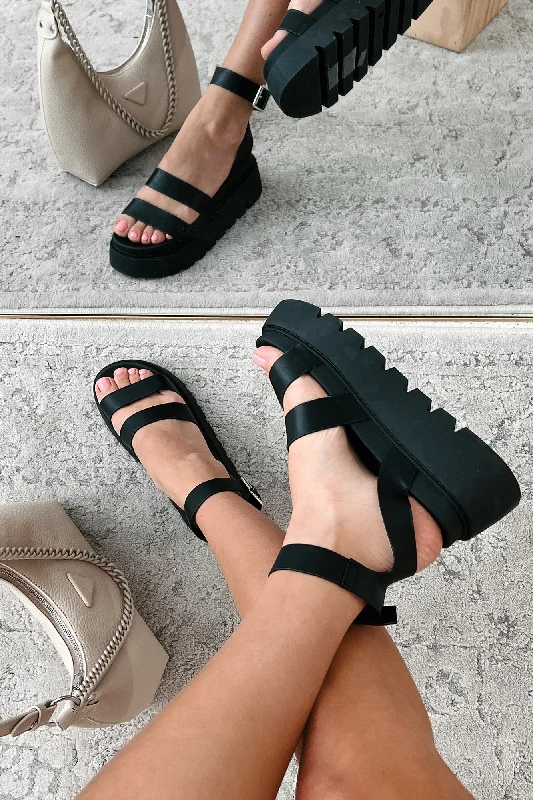 Walk Confidently Chunky Platform Sandals (Black)