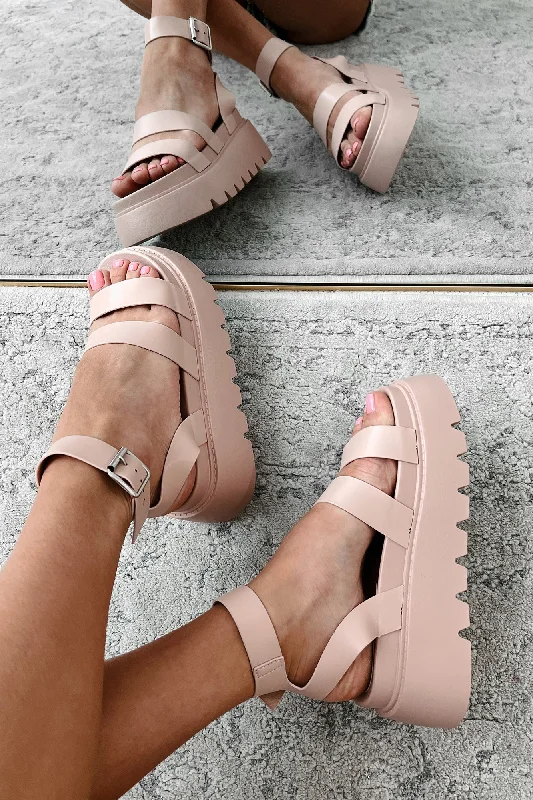 Walk Confidently Chunky Platform Sandals (Blush)