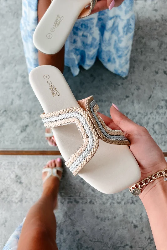 Walk My Way Braided Rhinestone Sandals (Nude)