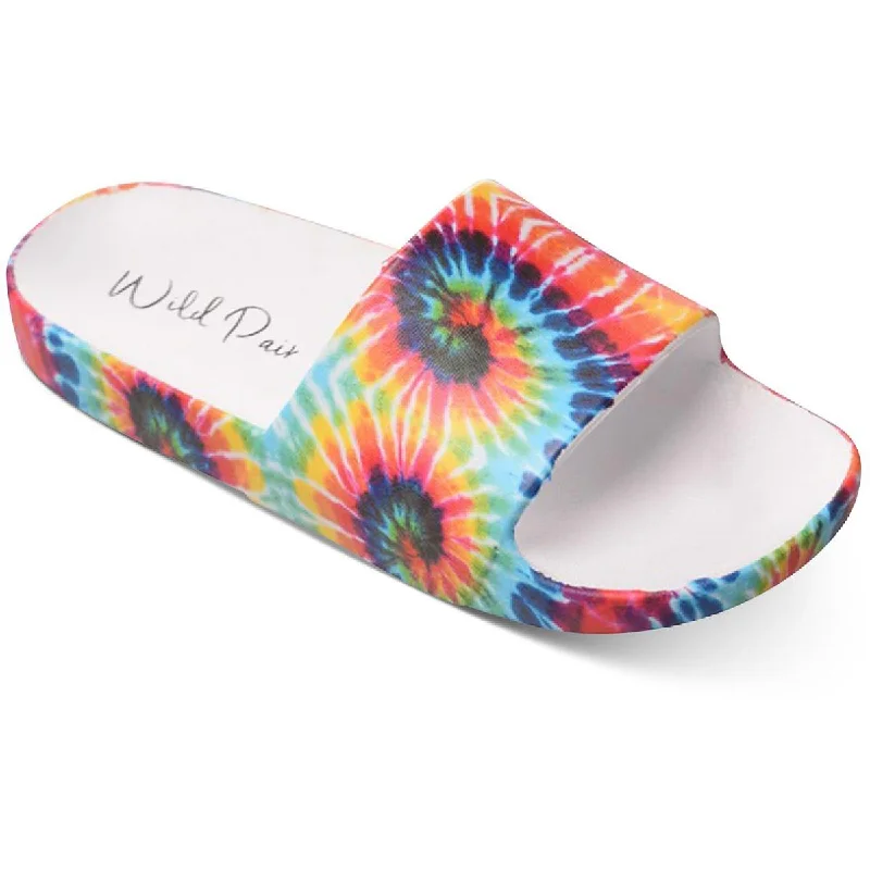 Wild Pair Womens Slyde Slide On Open Toe Pool Slides