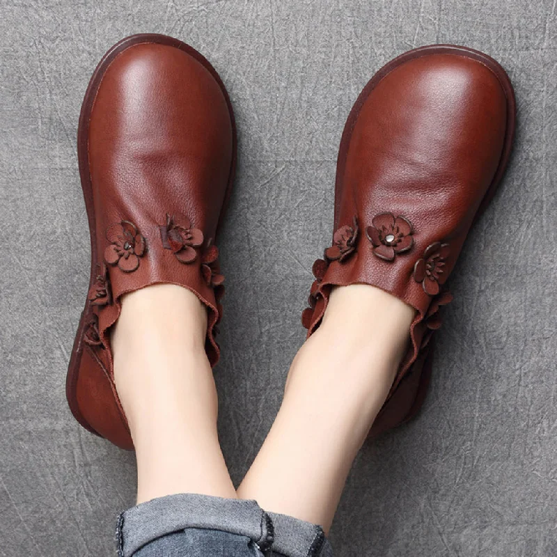 Autumn Retro Leather Soft Bottom Women's Flat Shoes | Gift Shoes