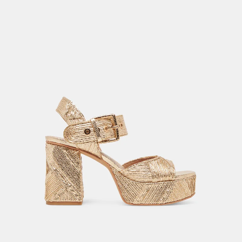 BOBBY DECO HEELS GOLD WOVEN STELLA