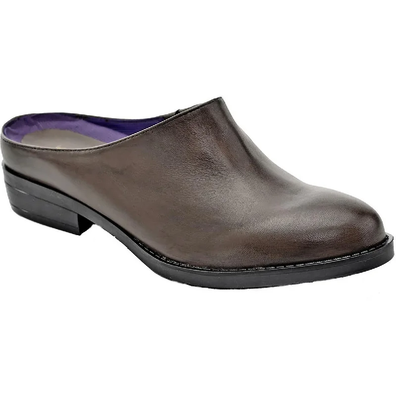 David Tate Womens Margo Leather Block Heel Mules