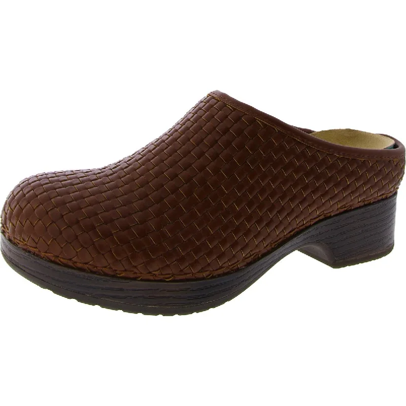 Easy Works by Easy Street Womens Soleia Faux Leather Woven Clogs