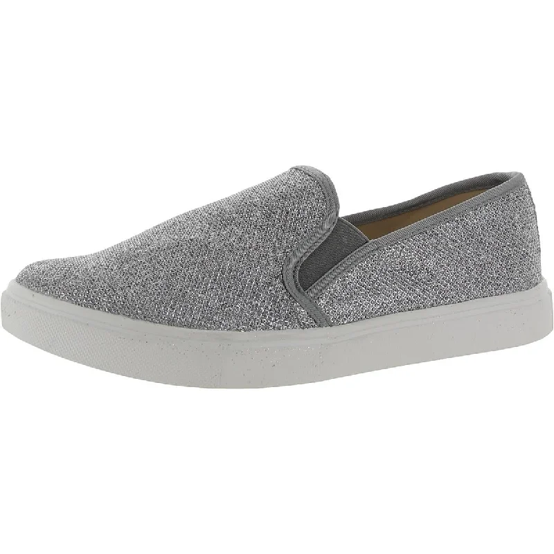 Feversole Womens Glitter Comfy Slip-On Sneakers