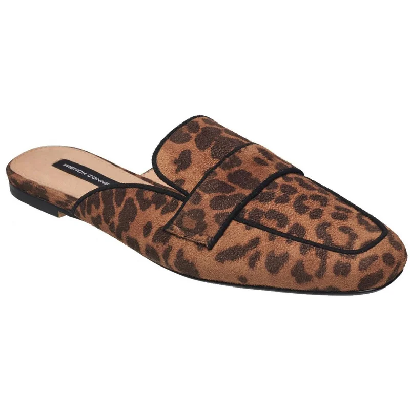 French Connection Womens Danielle Suede Leopard Print Mules