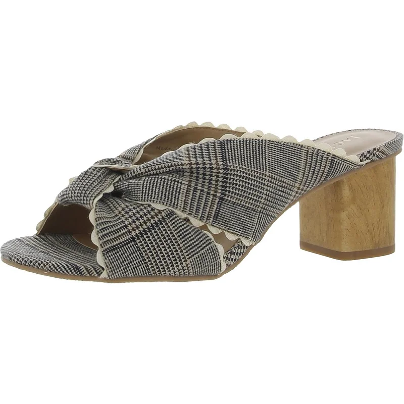 Jack Rogers Womens Holly Plaid Block Heel Mules