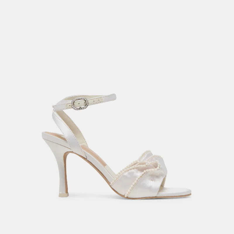 LUNETE PEARL HEELS VANILLA SATIN