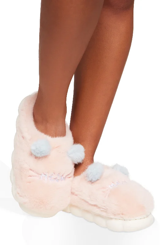 Artistic Textures Meow Faux Fur Slippers
