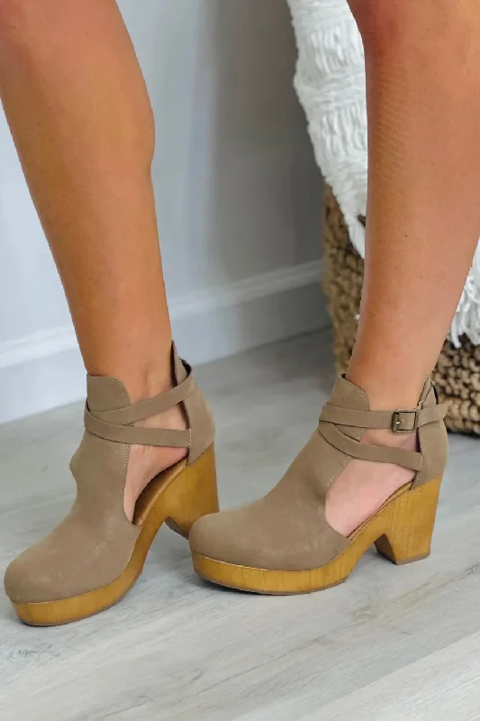 Taupe Cut Out Platform Bootie