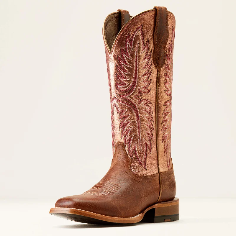 Ariat Women's Frontier Calamity Jane Western Boot in Bite the Dust Brown/ Desert Sunrise