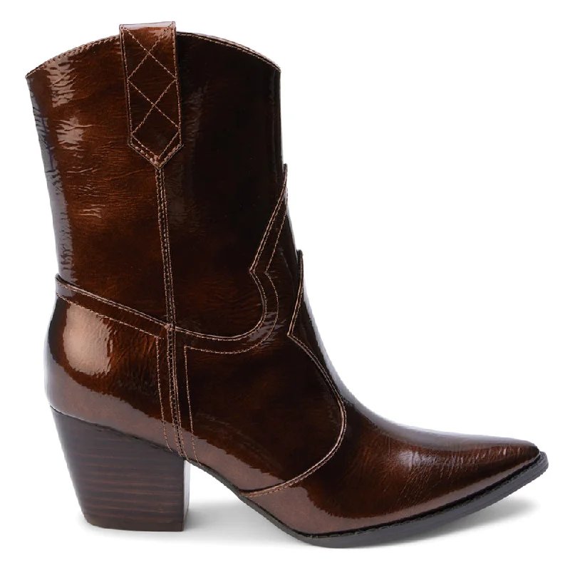 Bambi Metallic Pointed Toe Zippered Cowboy Booties