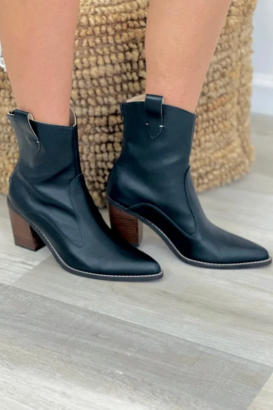 Black Tara Ankle Block Zip Bootie