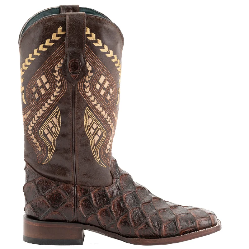 Bronco Pirarucu Square Toe Cowboy Boots