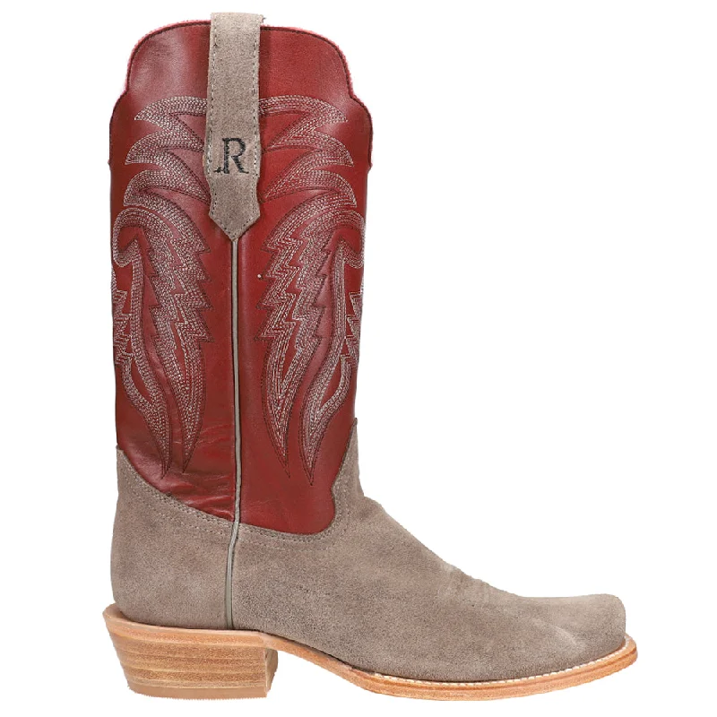 Charcoal Rough Out Square Toe Cowboy Boots