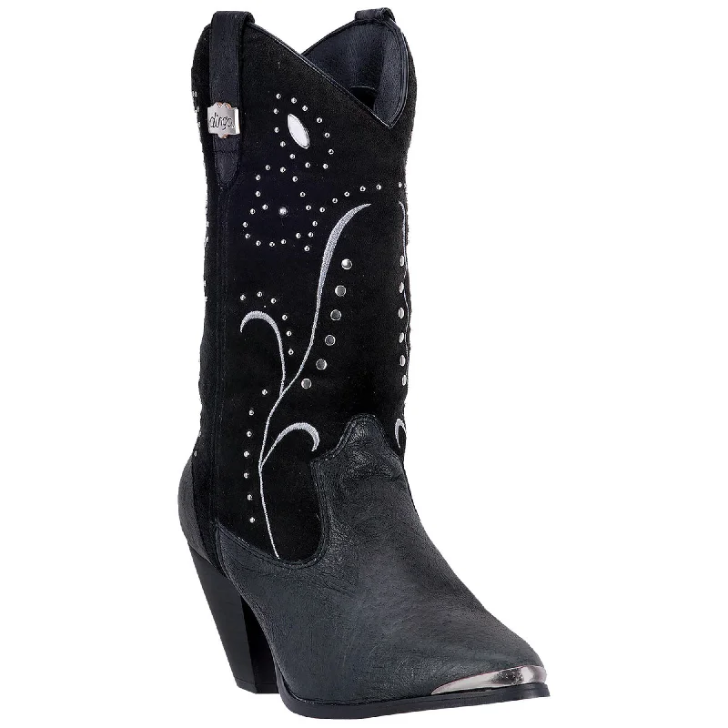 Dingo Womens Ava Cowboy Boots Leather Black