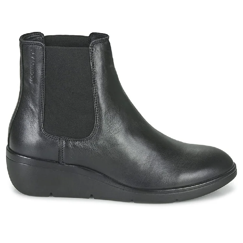 Nola549Fly Leather Women's Wedge Heel Chelsea Boots