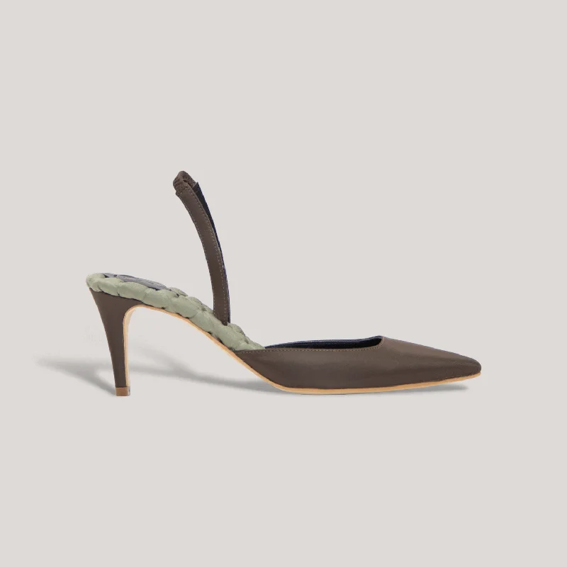 GABRIELLA | Green - Satin Slingback Pumps