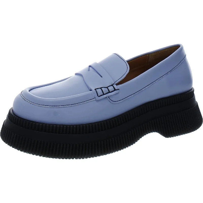 Ganni Womens Creepers Leather Slip-On Loafers