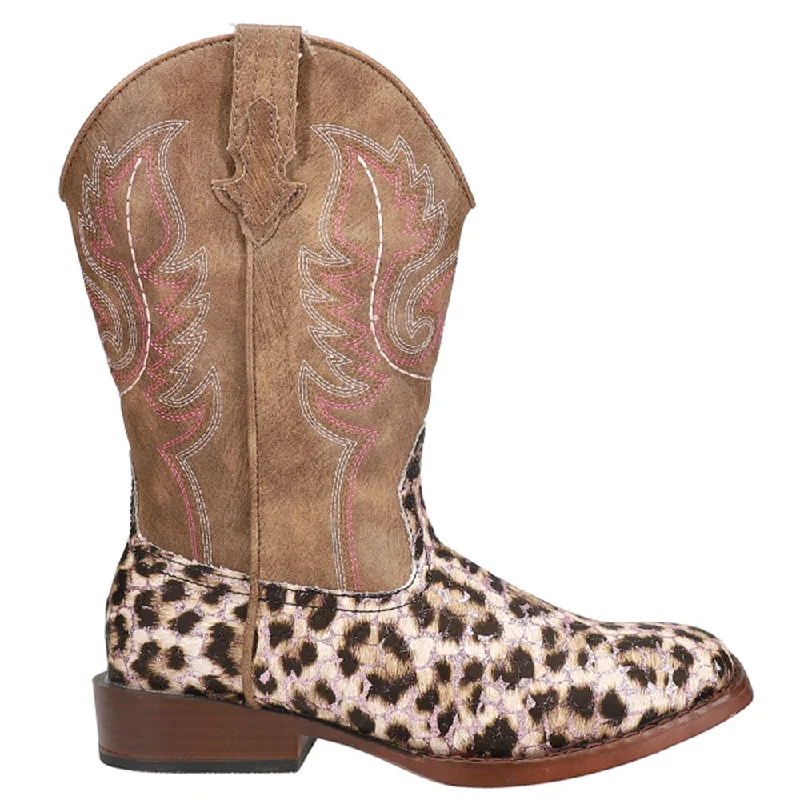 Glitter Leopard Square Toe Cowboy Boots (Little Kid-Big Kid)