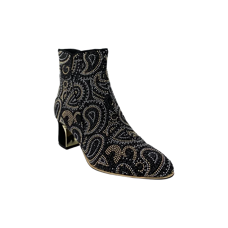 Jakarta Black Paisley Suede Bootie