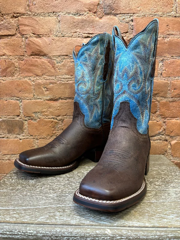 Laredo Women's Kelsi Brown & Blue Square Toe Western Cowgirl Boots DP4648